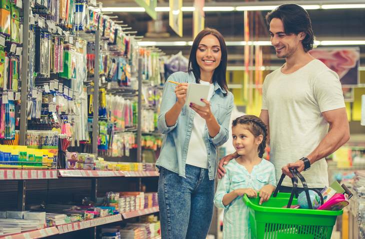 Family in the supermarket